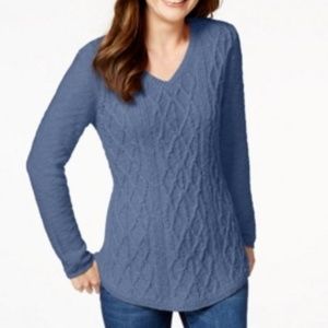 STYLE&CO V-neck Cable-knit Sweater Top NWT $54